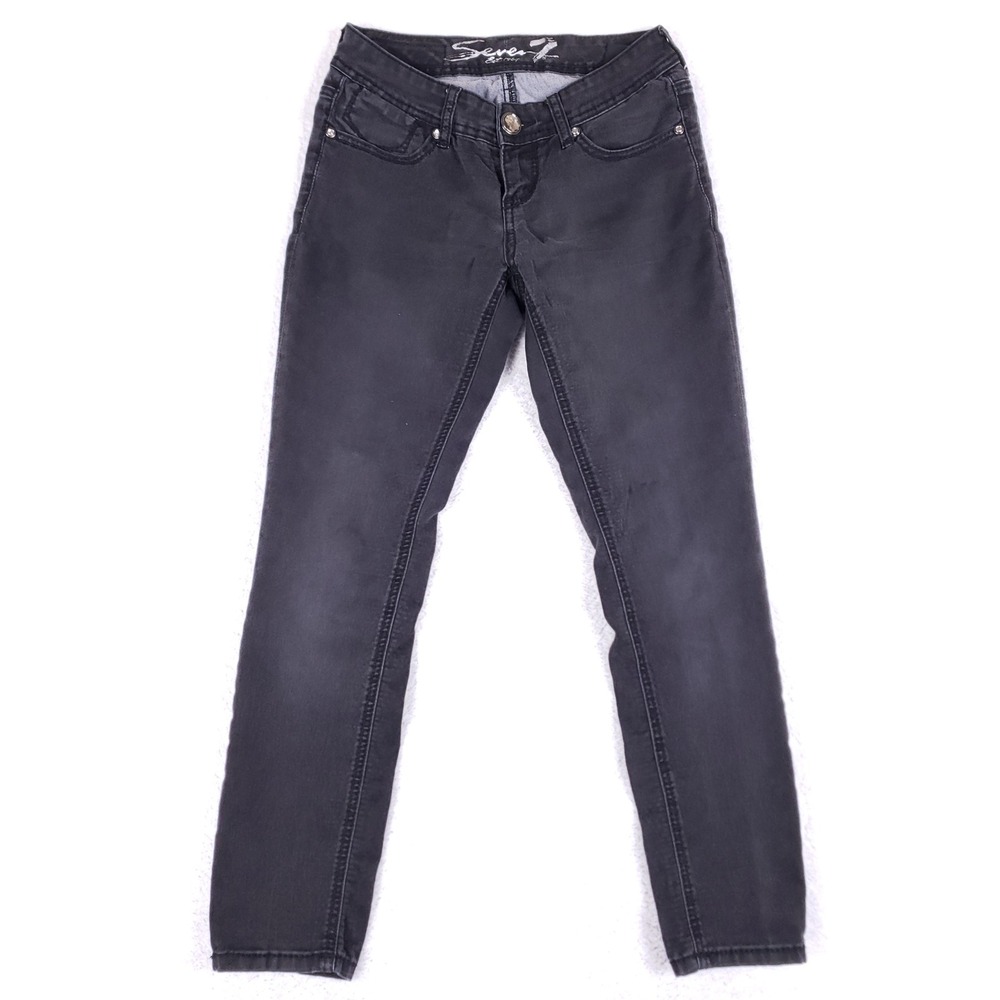 Seven7 Skinny Jeans Women 2P Petite Faded Black Rhinestone Embellished Y2K Bling